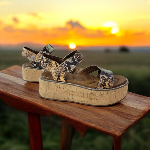 Franco Sarto Woman's size 6M faux Snake print. Velcro closure strap. See more... - Picture 5 of 10